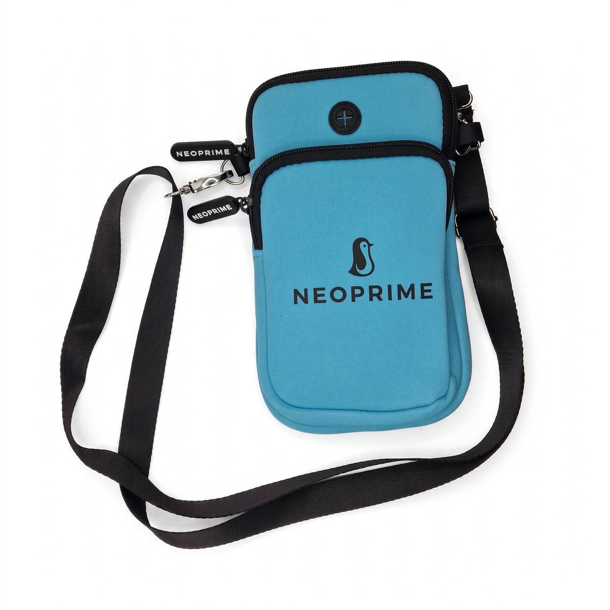 Bandolera de neopreno Neoprime — azul con cordón, vista frontal