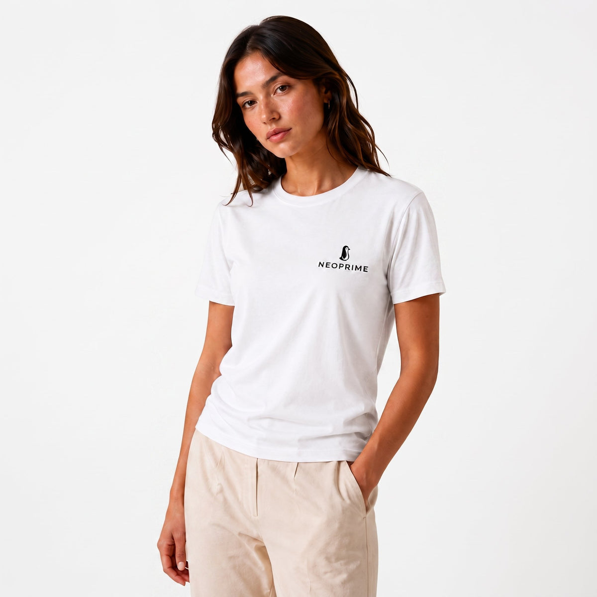 Camiseta de alto gramaje para mujer Neoprime — blanco, vista frontal