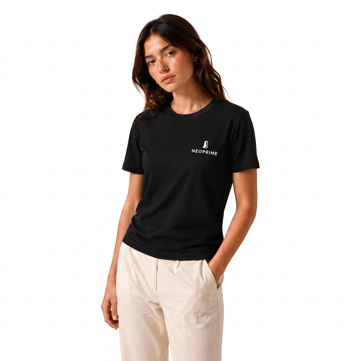 Camiseta de alto gramaje para mujer Neoprime — negro, vista frontal