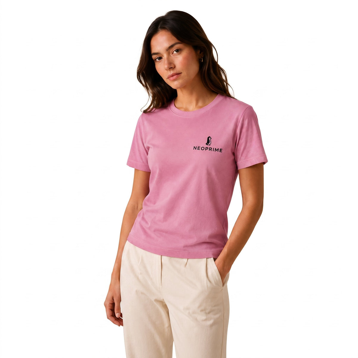 Camiseta de alto gramaje para mujer Neoprime — rosa, vista frontal